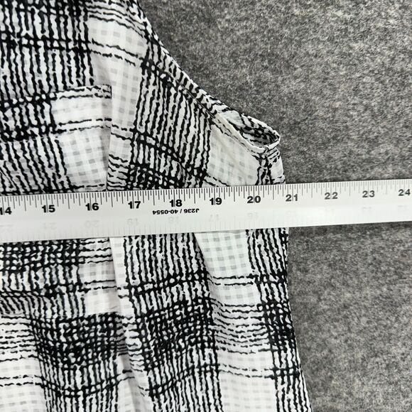 NY Collection Shirt Women M Medium White Plaid Button Up Collared Pockets Casual - Picture 5 of 7